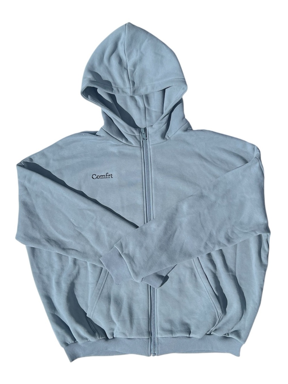 Comfrt Cloud Zip Hoodie Unisex Medium Women's Men’s Blue Willow Oversized - Picture 2 of 4